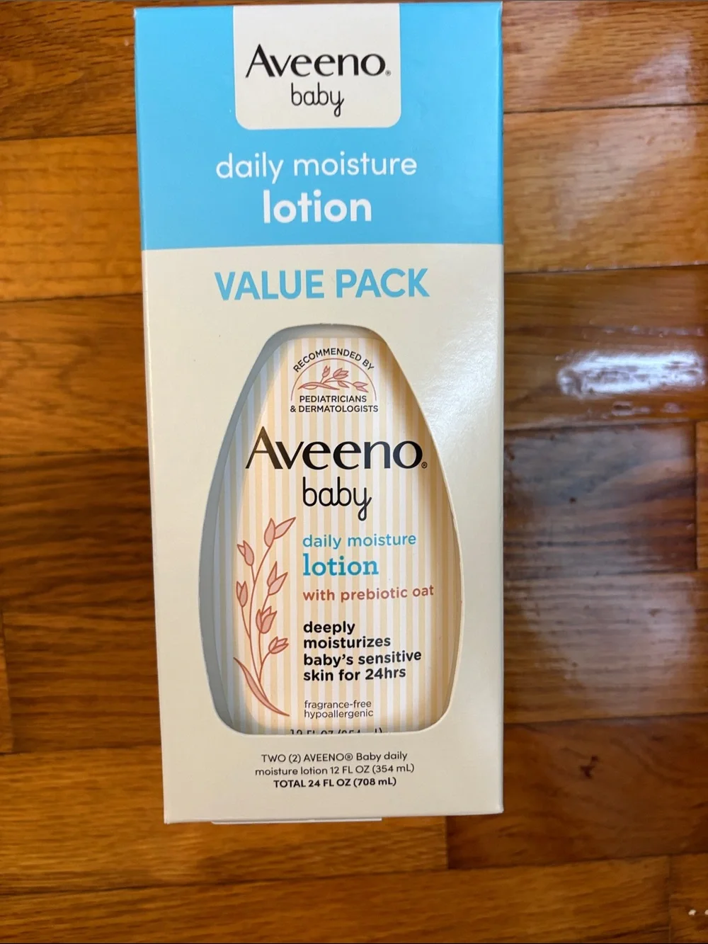 Aveeno Baby Daily Moisture Lotion w/ Prebiotic Oat - New, Sealed Value Pack of 2